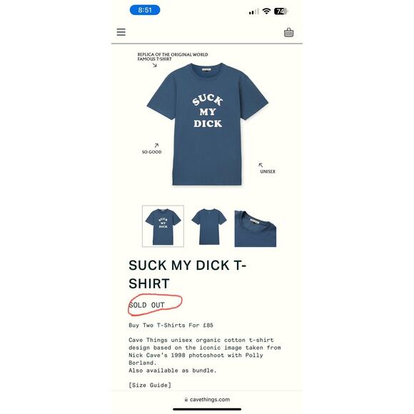 Nick Cave “Suck My D!ck” sold out Cave Things merch - Picture 1 of 5
